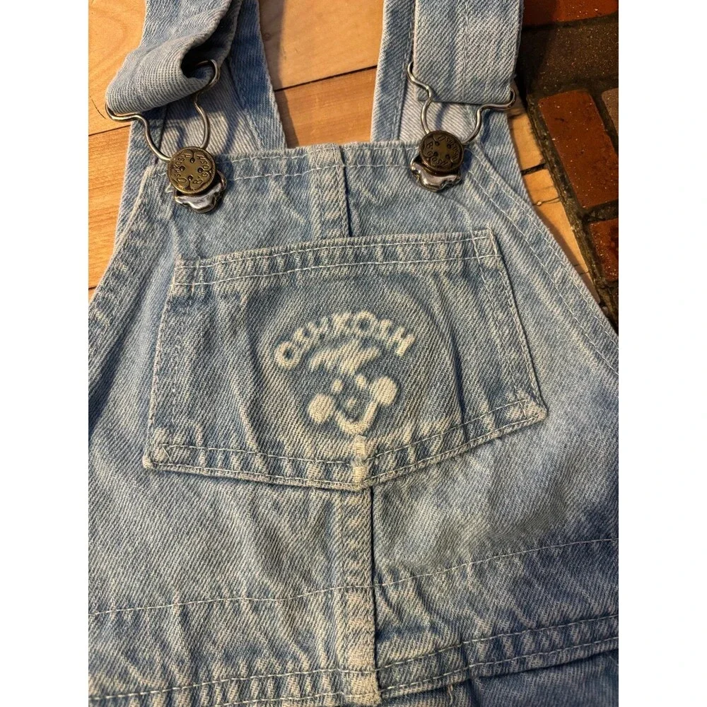 Oshkosh b’gosh vintage denim overalls embossed logo spellout face 3t flaw